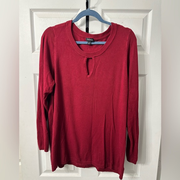 Torrid Deep Red Pullover Keyhole Fitted Sweater - Picture 5 of 5